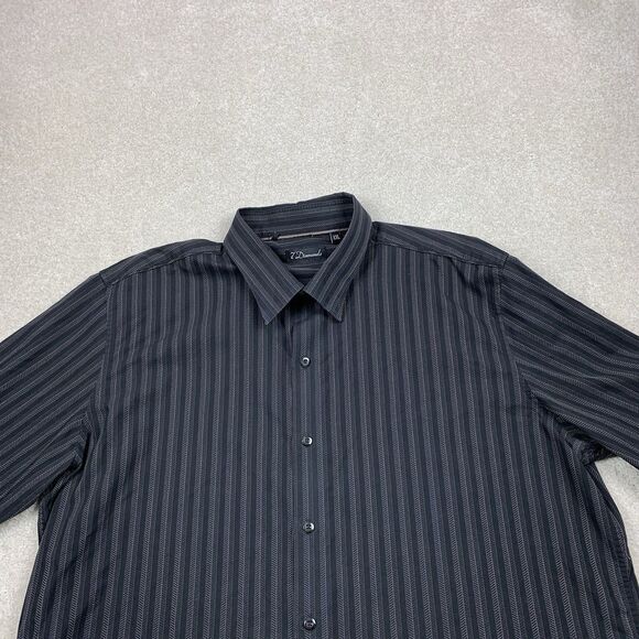 7 Diamonds Shirt Men XXL Button Up Long Sleeve Black Striped - Picture 3 of 14
